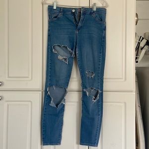 Topshop Light Blue Stretchy and Distressed Jeans